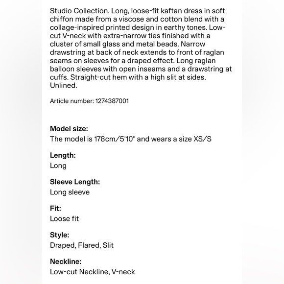 H&M Chiffon Kaftan Dress - Picture 7 of 7